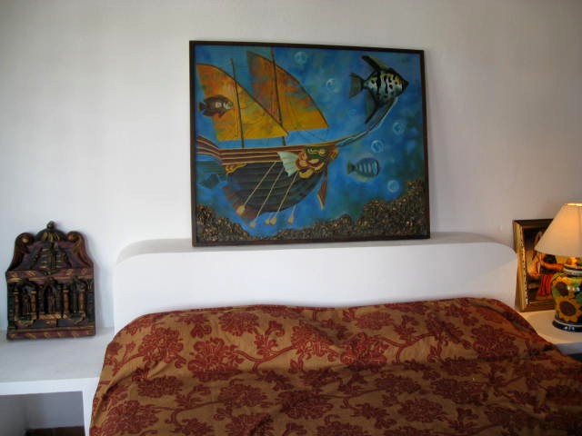 owners master suite upstairs - all bedrooms include original art from the on-site Galeria Habana Vallarta